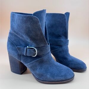 ISOLA Gray Suede Leather LAVOY Women's Buckle Block Heel Booties/Boots Size 8